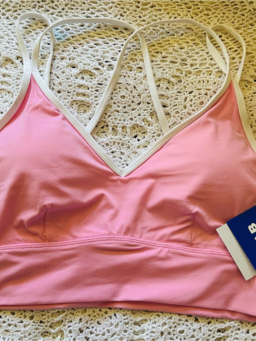 JoyLab Pink Bralette with White Trim and Double Straps Size L
